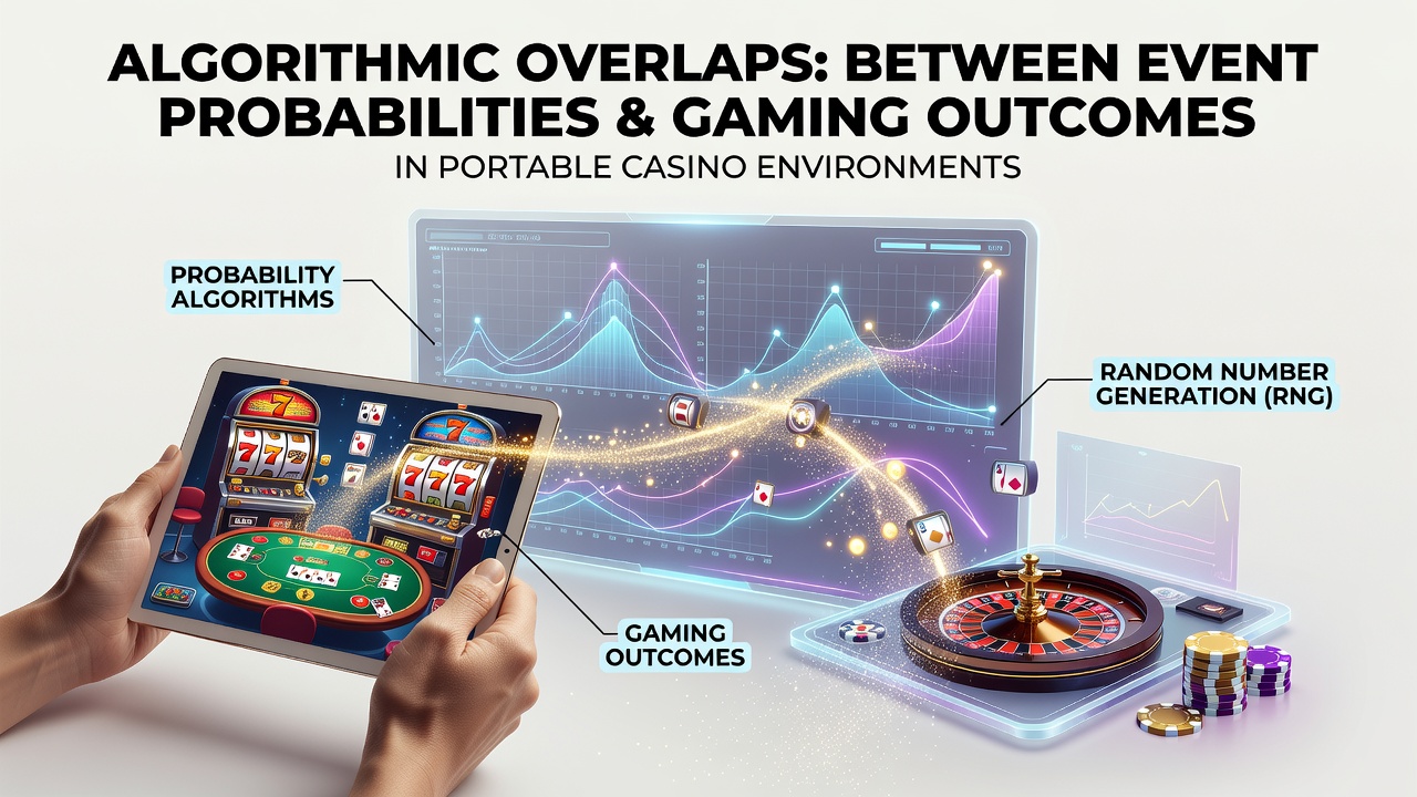 Visual representation of algorithmic models connecting event probabilities with mobile gaming outcomes