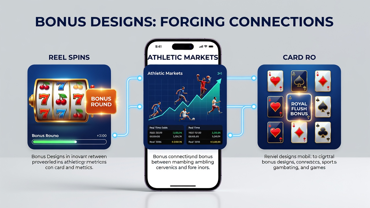 Illustration of bonus pathways linking sports odds with slot and poker rewards on mobile devices