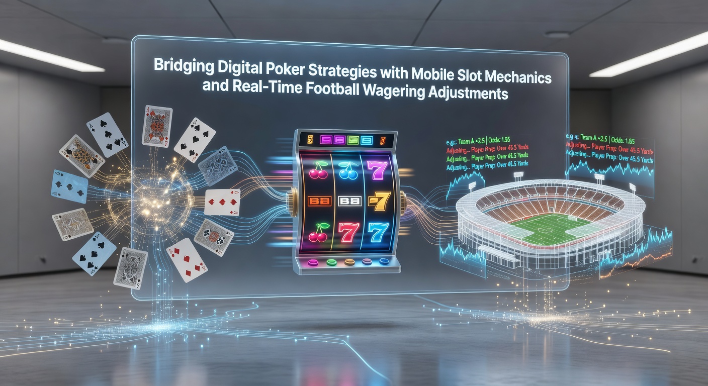 Split screen showing real-time football match statistics merged with poker hand analysis and slot bonus meter on a smartphone