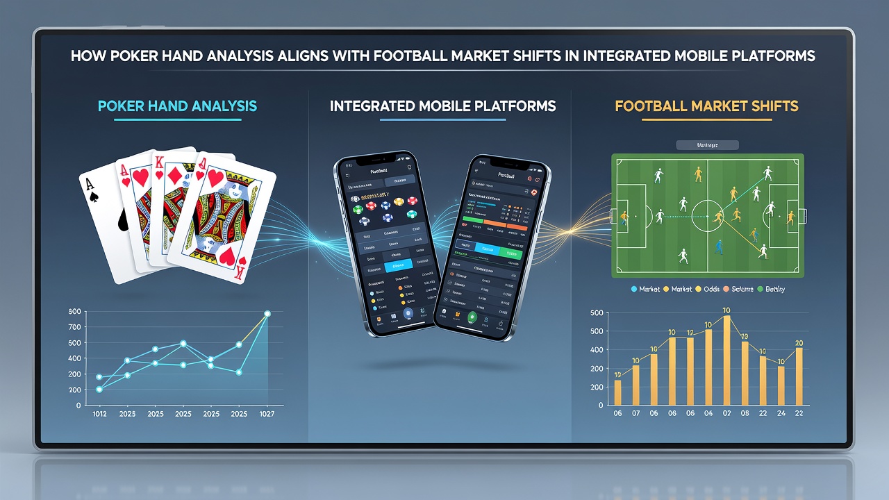 Analytics dashboard displaying poker statistics next to football market movement charts on a mobile device