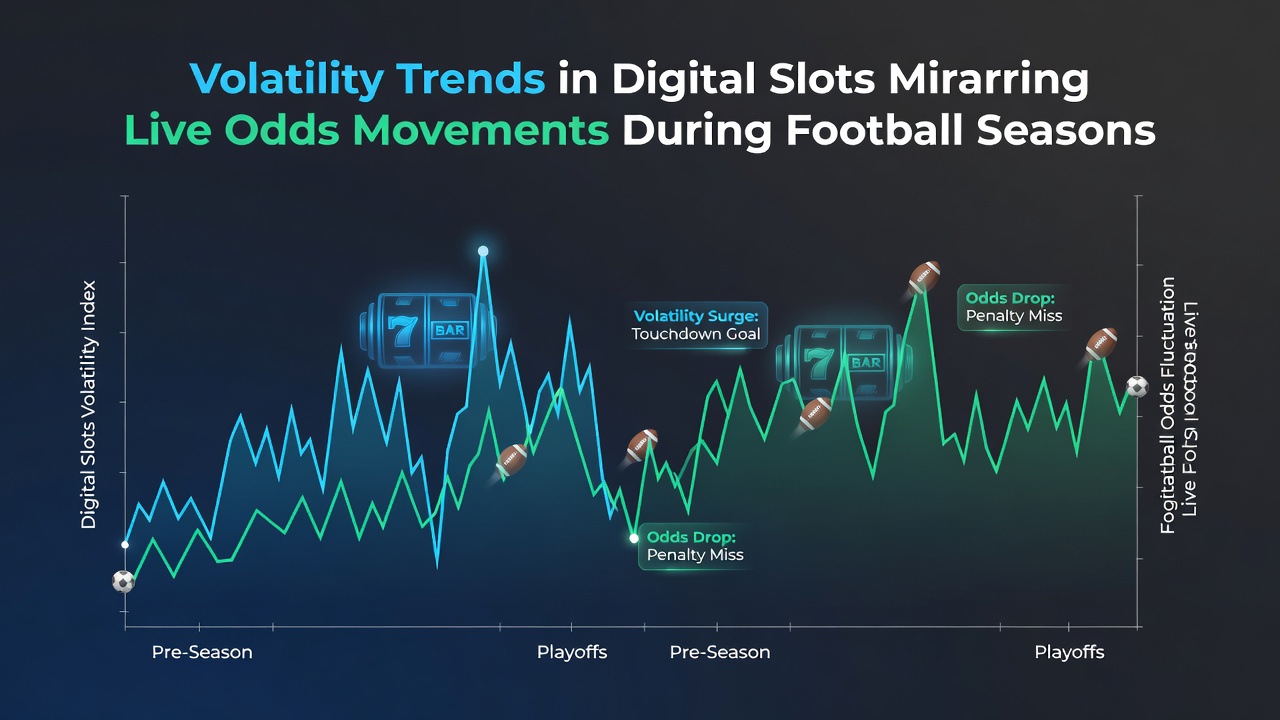 Chart displaying digital slot volatility trends alongside live football odds movements over a season timeline